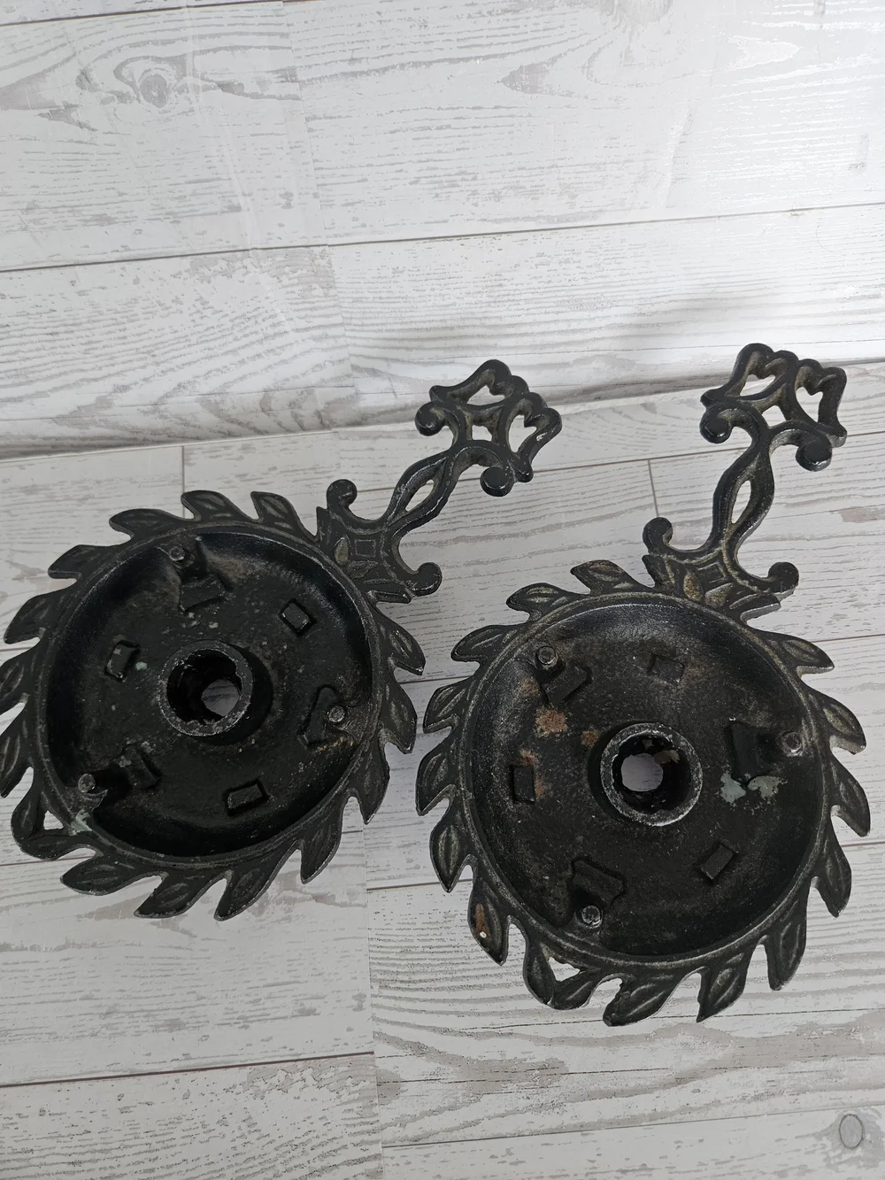 VINTAGE CAST IRON CANDLE HOLDERS